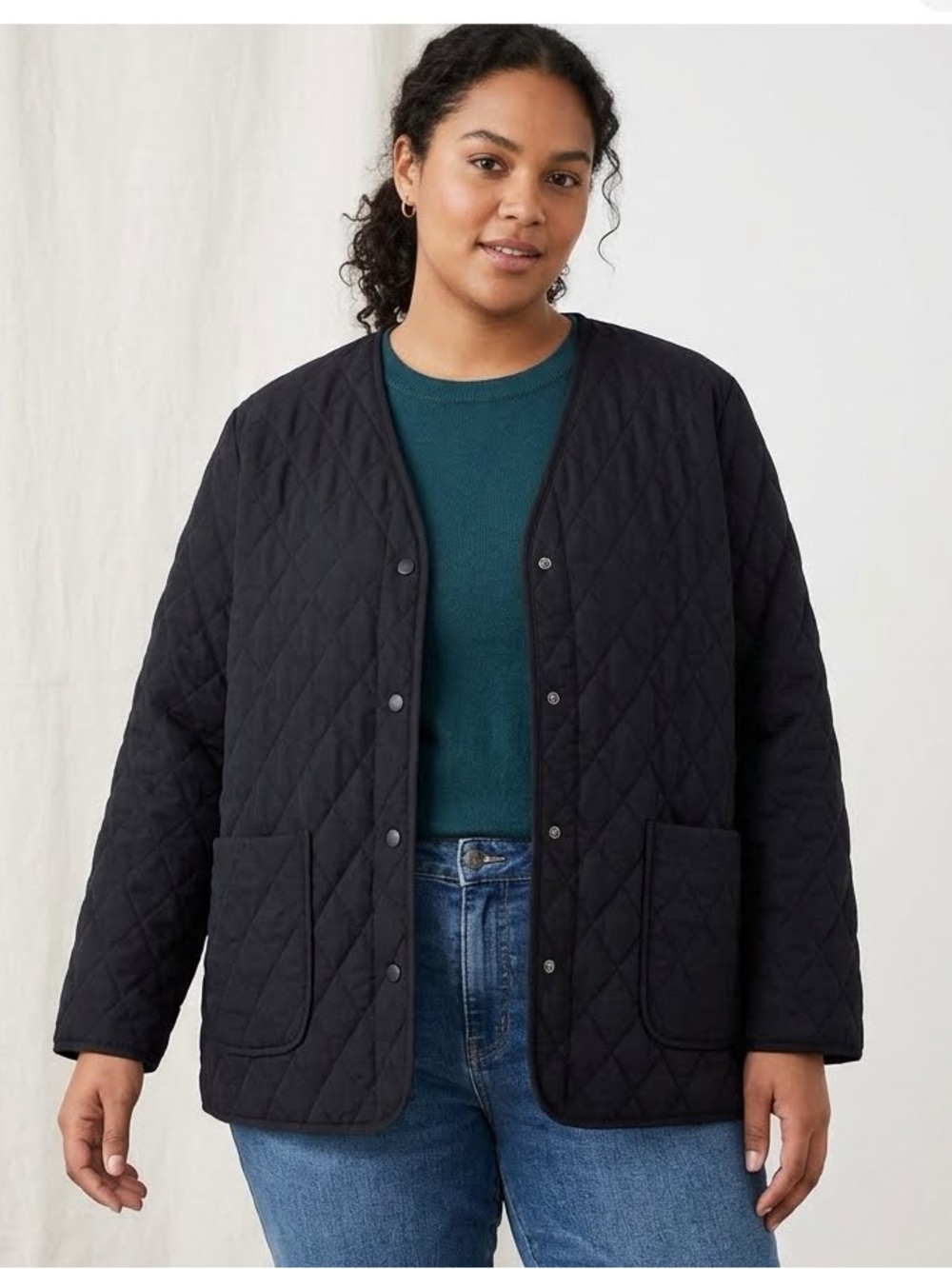 EUC size 1X Joe Fresh Quilted Black Jacket.